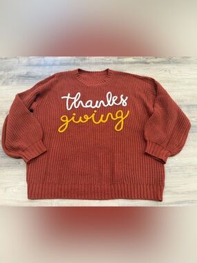 Thanksgiving Chunky Knit Sweater Rust Orange